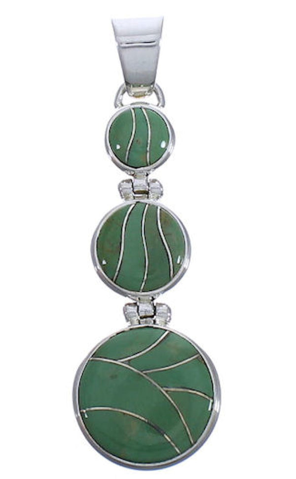 Turquoise Inlay And Silver Sturdy Pendant Jewelry PX29328